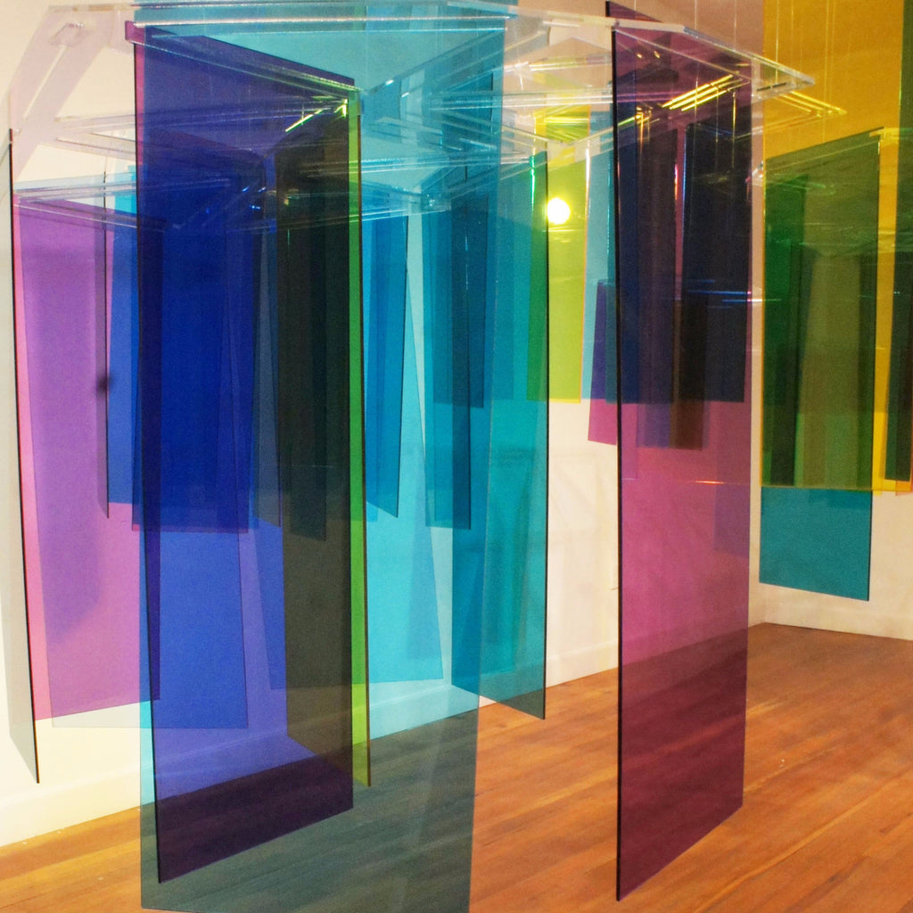 Prismatic Installation at Lawndale Art Center Hanging Acrylic Sculpture Houston Melissa Borrell Design