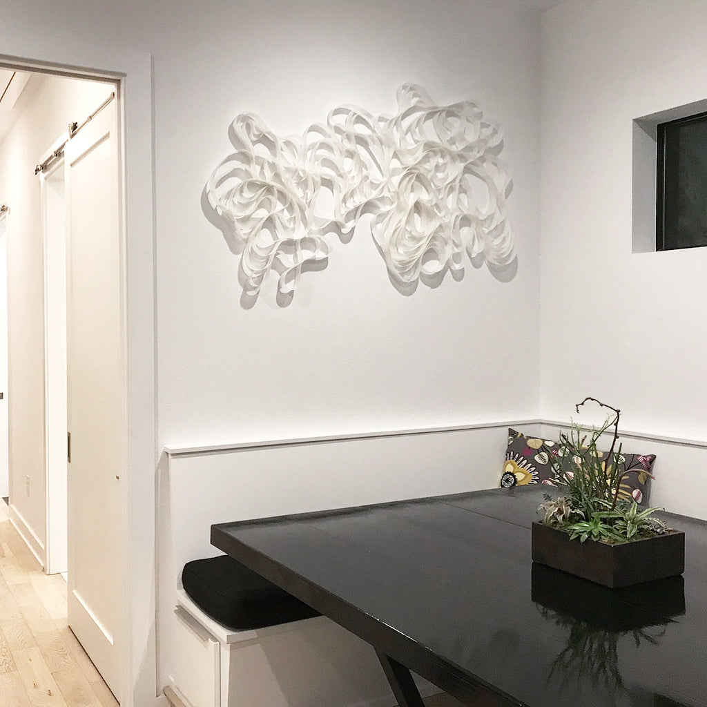 Wave Mixed Media Installation Austin Home Melissa Borrell 