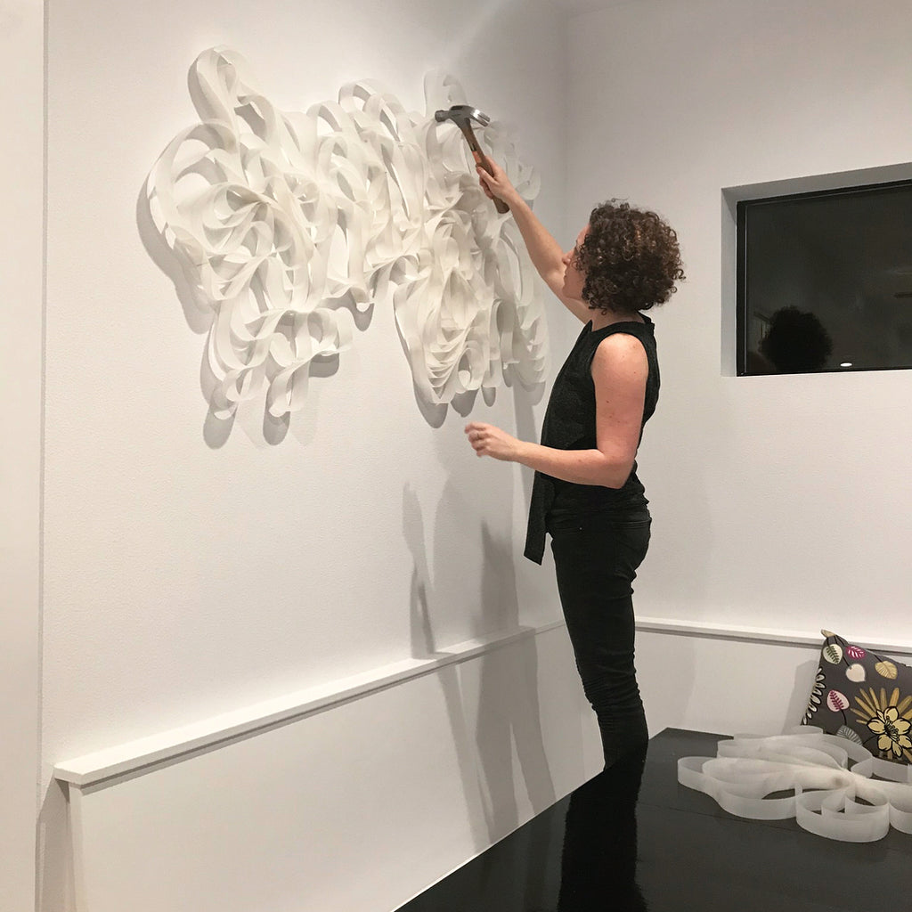 Wave Mixed Media Installation Austin Home Melissa Borrell 