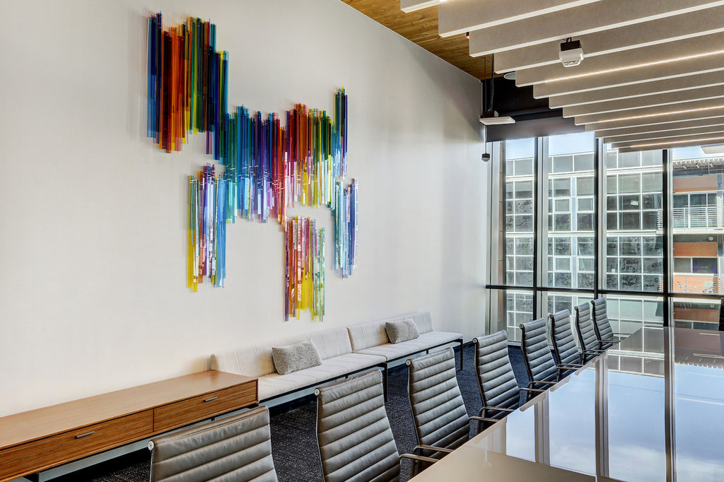 Raining Down Color Acrylic Wall Sculpture Melissa Borrell Design