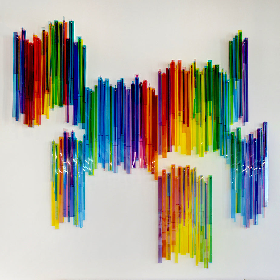 Raining Down Color Acrylic Wall Sculpture Melissa Borrell Design