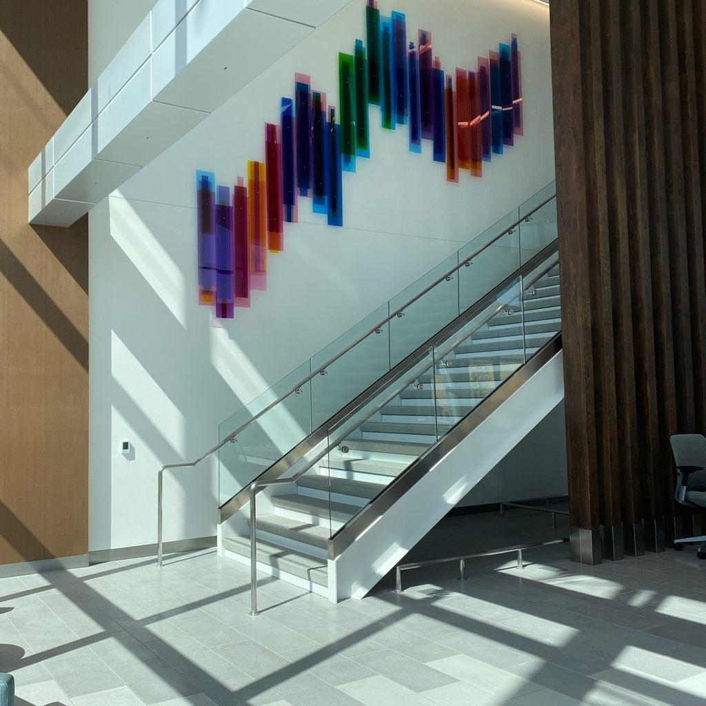 Raining Down Color Kaiser Permanente Acrylic Wall Sculpture Berkeley California Healthcare Art Melissa Borrell