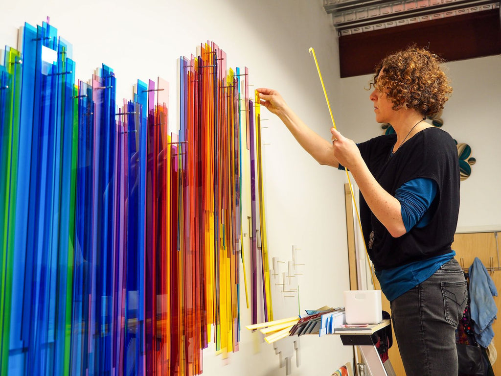 Raining Down Color Acrylic Wall Sculpture Melissa Borrell Design