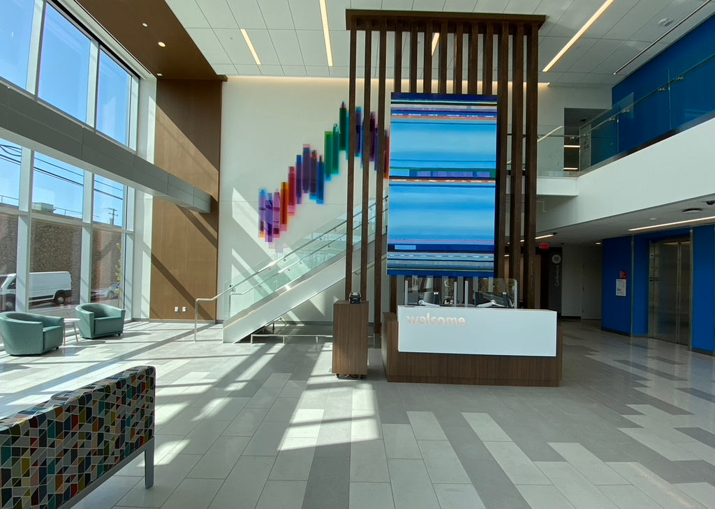 Raining Down Color Kaiser Permanente Acrylic Wall Sculpture Berkeley California Healthcare Art Melissa Borrell