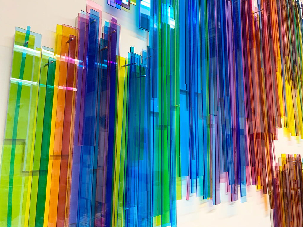 Raining Down Color Acrylic Wall Sculpture Melissa Borrell Design
