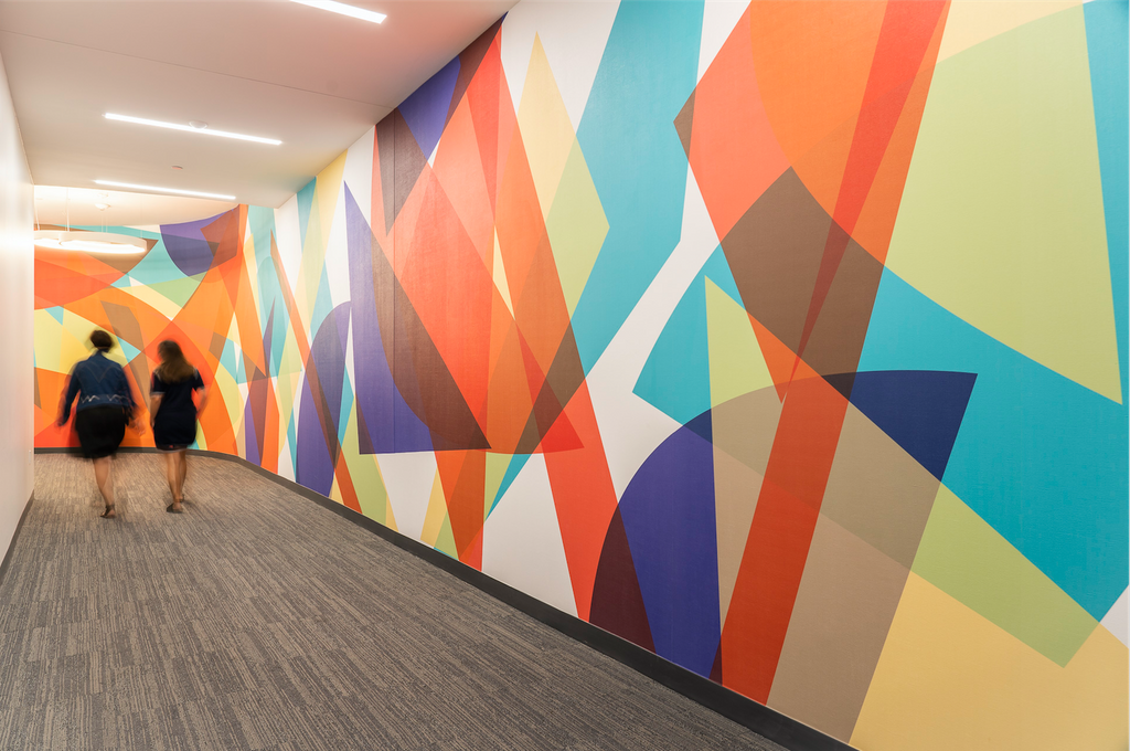 Polychrome Hallway Office Mural Austin Texas Melissa Borrell 